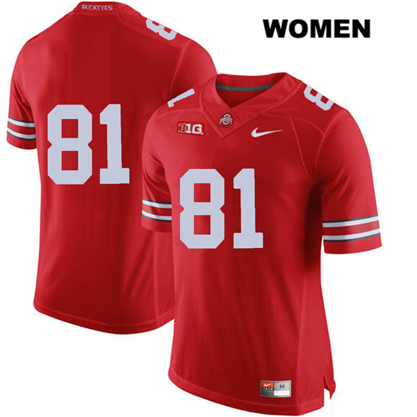 Ohio State Buckeyes Women's Jake Hausmann #81 Red Authentic Nike No Name College NCAA Stitched Football Jersey BA19C32WI